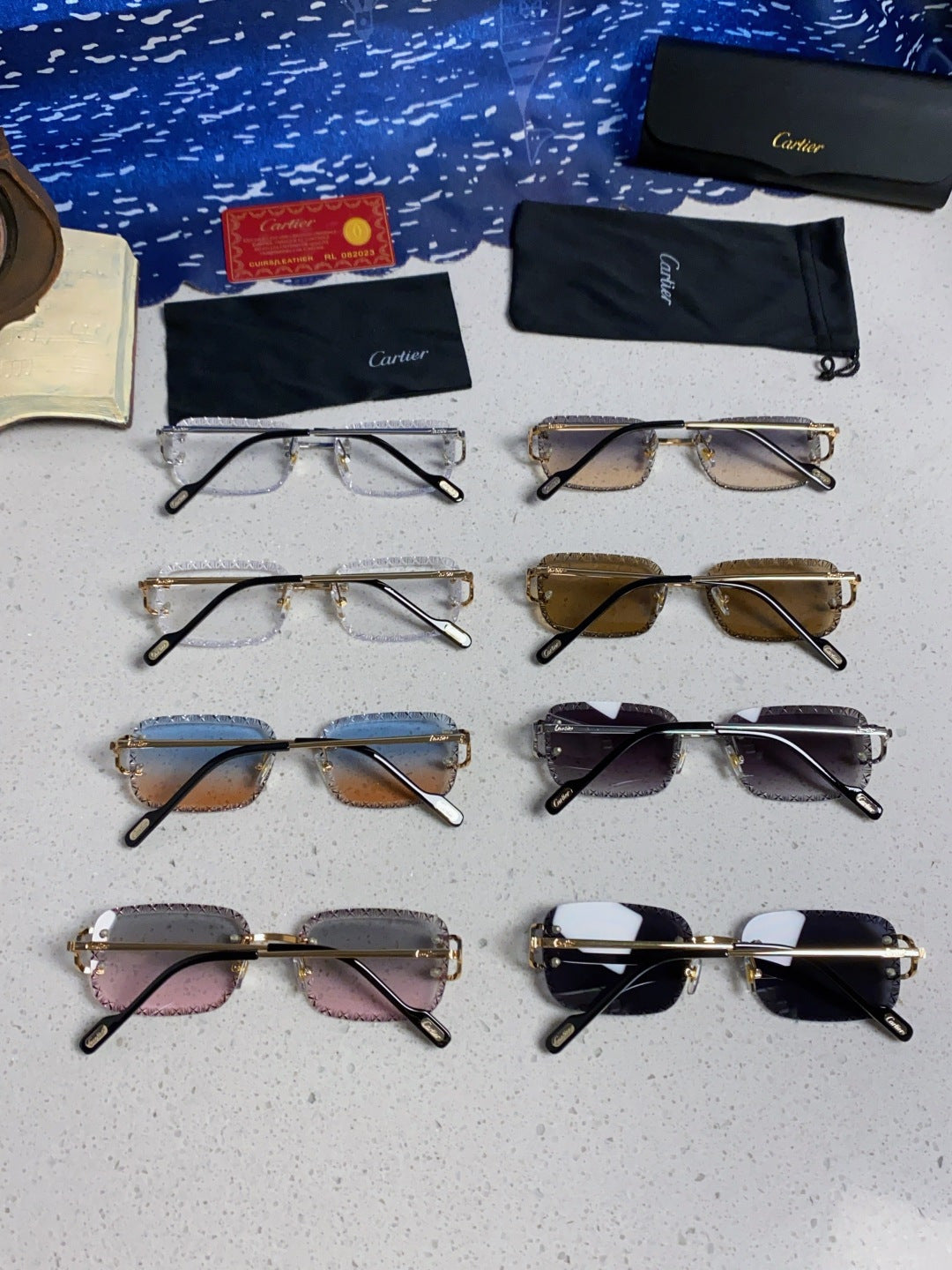 Cartier Metal Square Silver Lens Sunglasses for Men & Women - 487349 - detail image 10