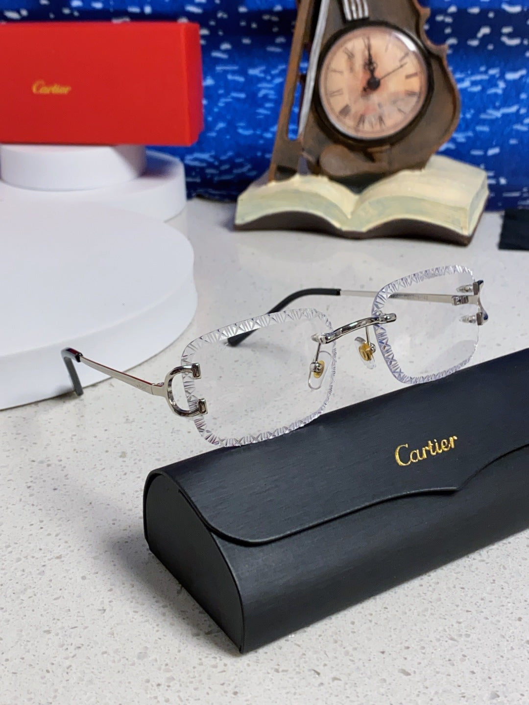 Cartier Metal Square Silver Lens Sunglasses for Men & Women - 998230 - detail image 9