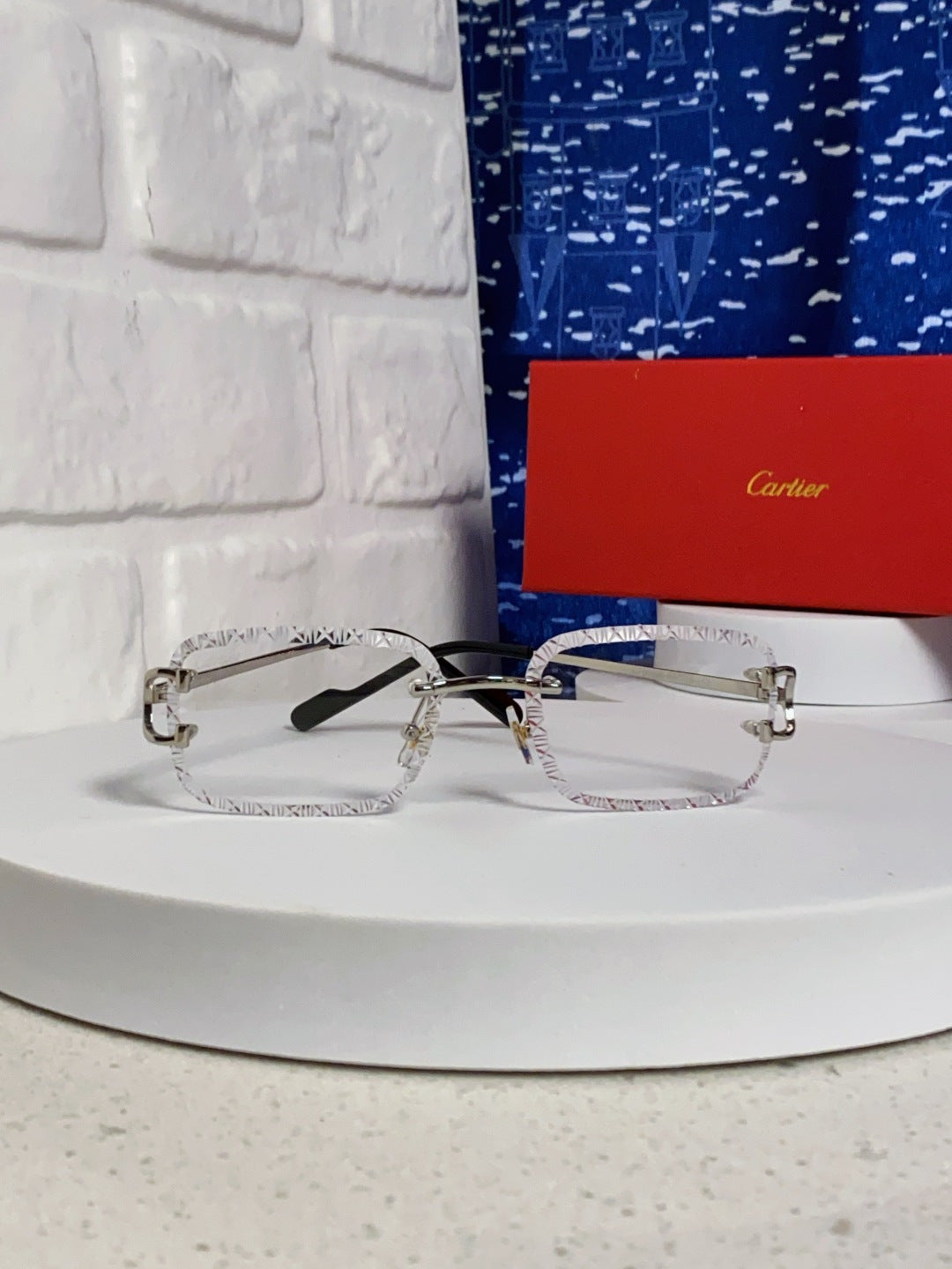 Cartier Metal Square Silver Lens Sunglasses for Men & Women - 432341