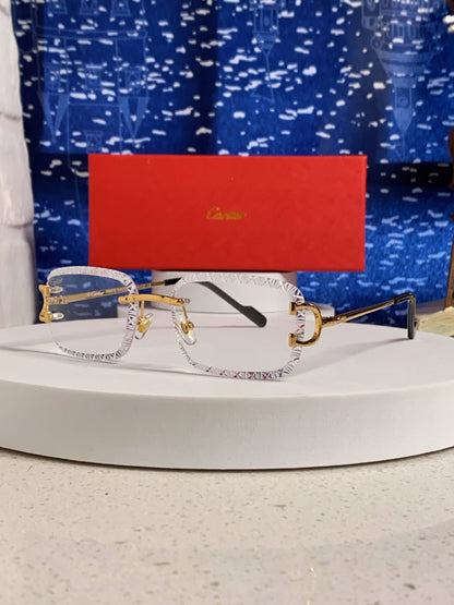 Cartier Metal Square Blue Lens Sunglasses for Men & Women - 998231
