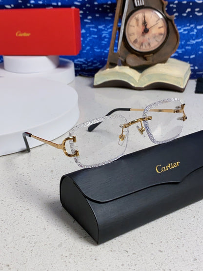 Cartier Metal Square Blue Lens Sunglasses for Men & Women - 487350 - detail image 10