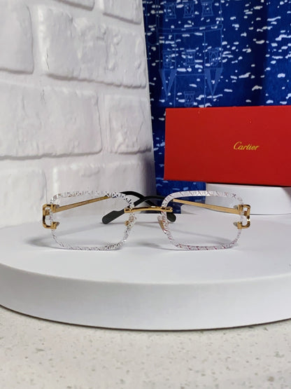 Cartier Metal Square Blue Lens Sunglasses for Men & Women - 432342 - detail image 2