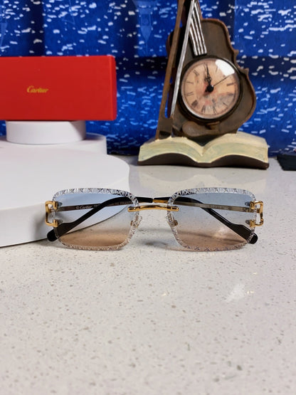 Cartier Metal Square Blue Lens Sunglasses for Men & Women - 432343 - detail image 9