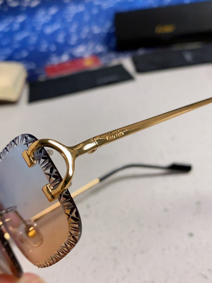 Cartier Metal Square Blue Lens Sunglasses for Men & Women - 487351 - detail image 7