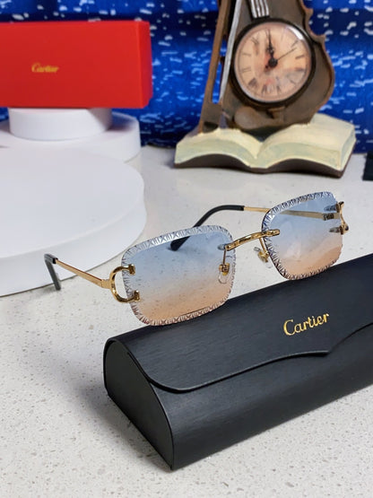 Cartier Metal Square Blue Lens Sunglasses for Men & Women - 998232 - detail image 10