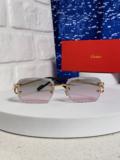 Cartier Metal Square Blue Lens Sunglasses for Men & Women - 998233 - detail image 2