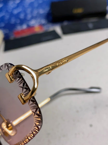 Cartier Metal Square Blue Lens Sunglasses for Men & Women - 432344 - detail image 7