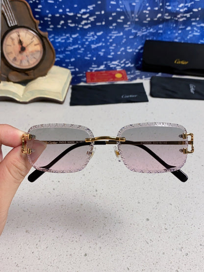 Cartier Metal Square Blue Lens Sunglasses for Men & Women - 487352 - detail image 4