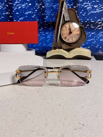 Cartier Metal Square Blue Lens Sunglasses for Men & Women - 487352 - detail image 9