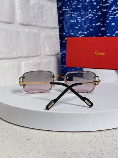 Cartier Metal Square Blue Lens Sunglasses for Men & Women - 998233 - detail image 3