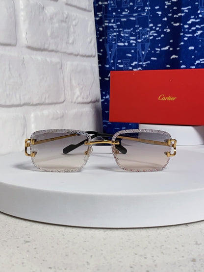 Cartier Metal Square Blue Lens Sunglasses for Men & Women - detail image 2