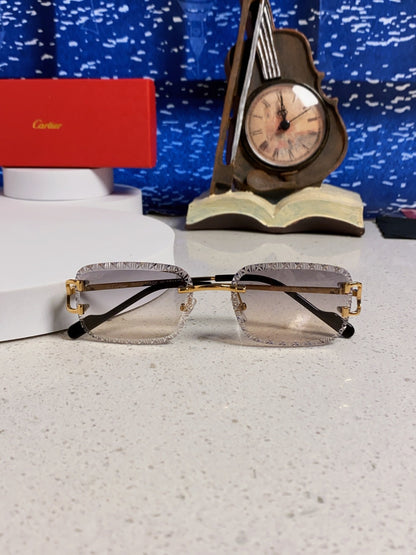 Cartier Metal Square Blue Lens Sunglasses for Men & Women - 432345 - detail image 9