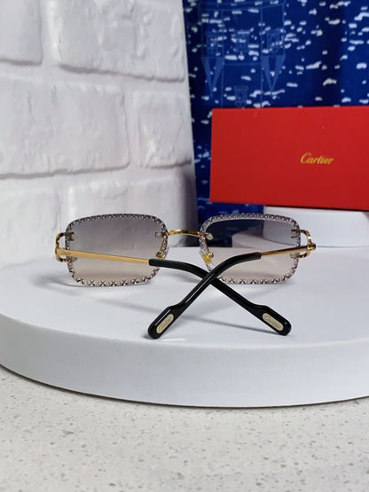 Cartier Metal Square Blue Lens Sunglasses for Men & Women - 432345 - detail image 3