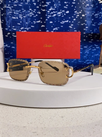 Cartier Metal Square Brown Lens Sunglasses for Men & Women - 432346