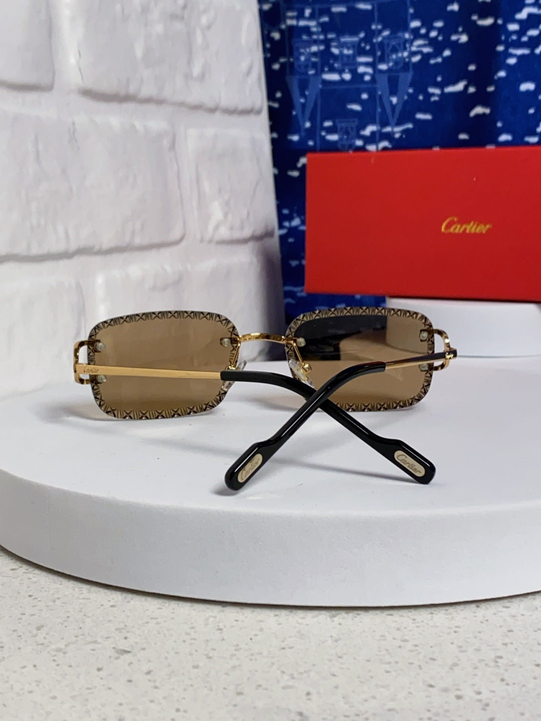Cartier Metal Square Brown Lens Sunglasses for Men & Women - 998235 - detail image 3
