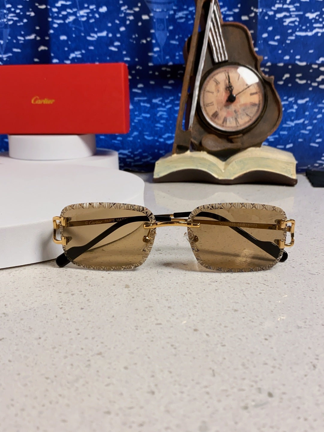 Cartier Metal Square Brown Lens Sunglasses for Men & Women - 998235 - detail image 9