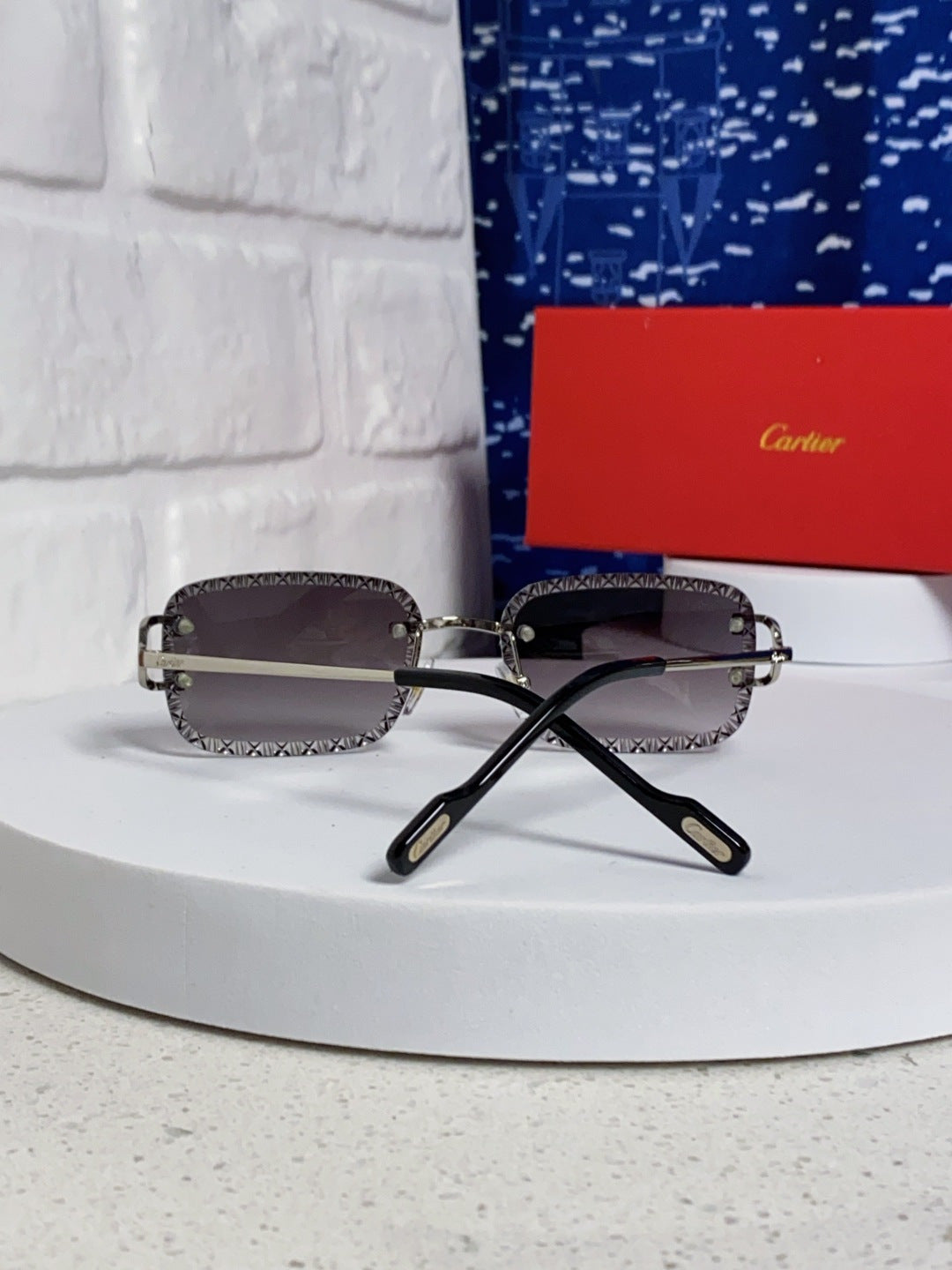 Cartier Metal Square Silver Lens Sunglasses for Men & Women - 432347 - detail image 3