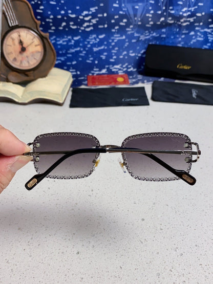 Cartier Metal Square Silver Lens Sunglasses for Men & Women - 998236 - detail image 5