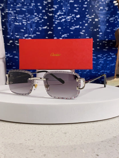 Cartier Metal Square Silver Lens Sunglasses for Men & Women