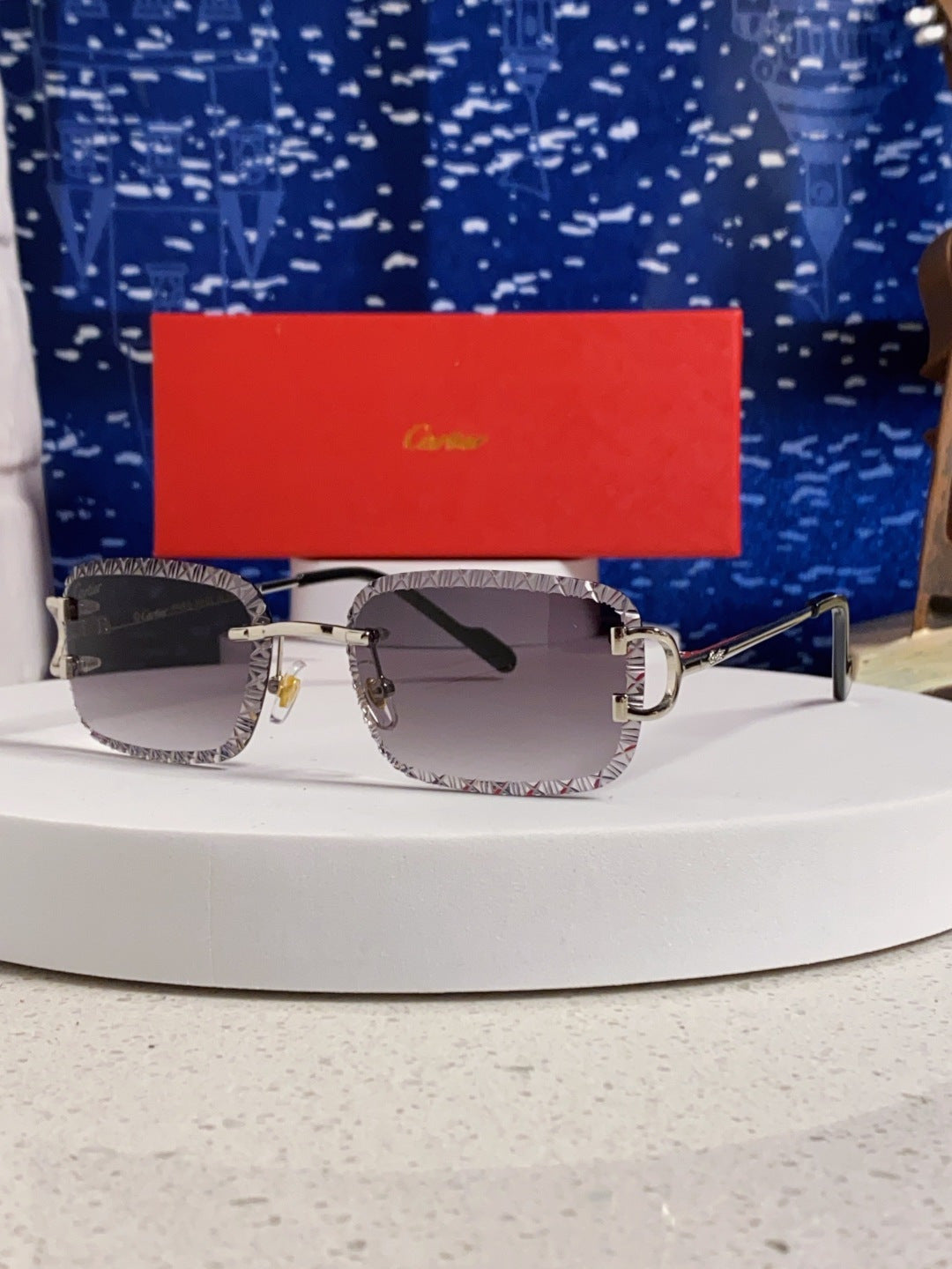 Cartier Metal Square Silver Lens Sunglasses for Men & Women - 998236