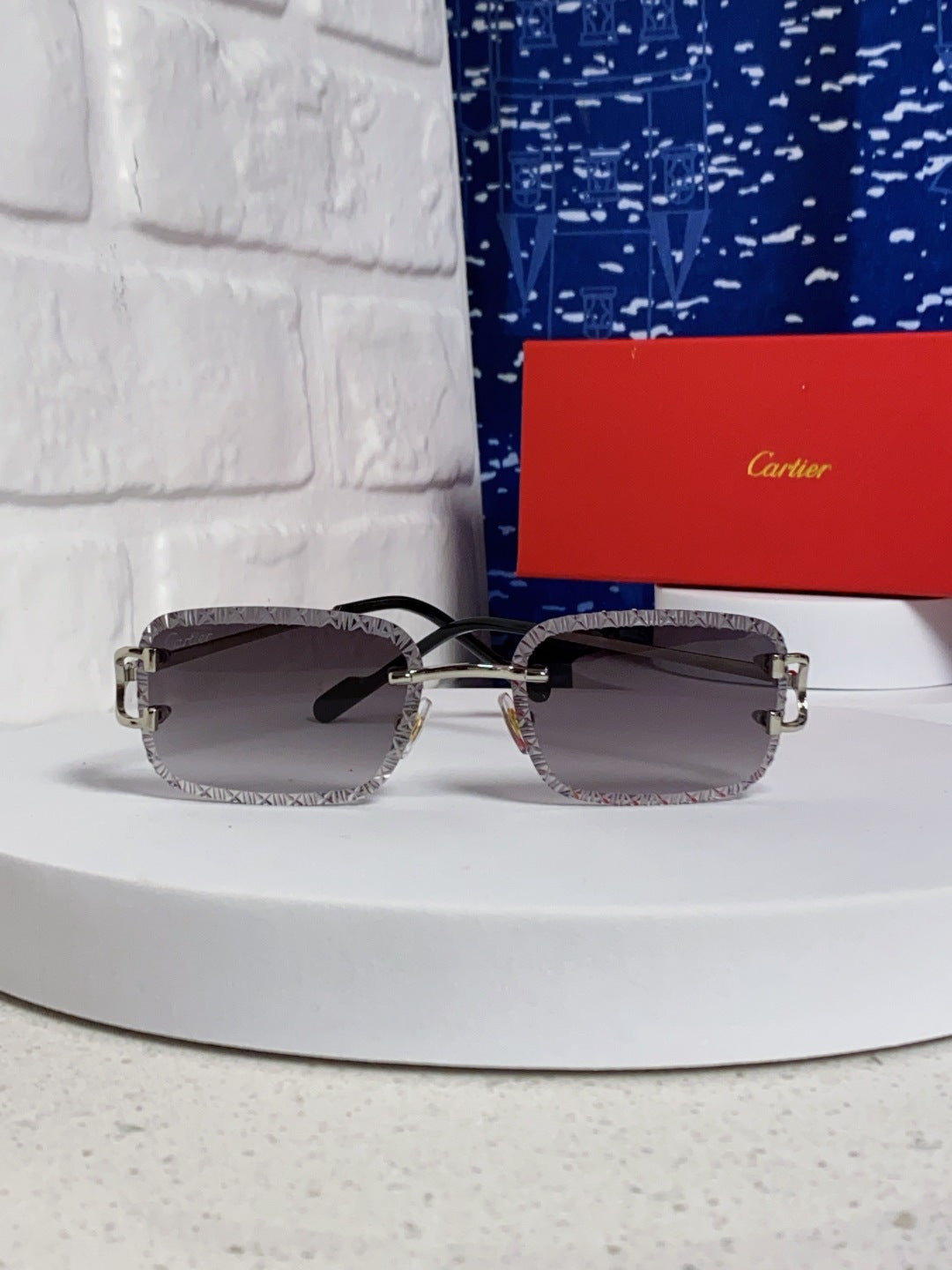 Cartier Metal Square Silver Lens Sunglasses for Men & Women - 998236 - detail image 2