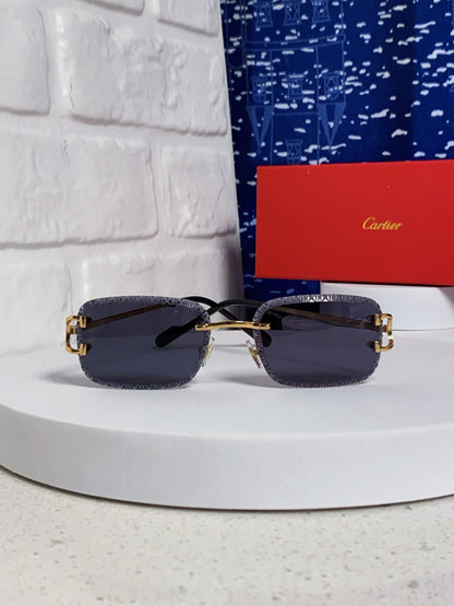 Cartier Metal Square Black Lens Sunglasses for Men & Women - 998237 - detail image 2
