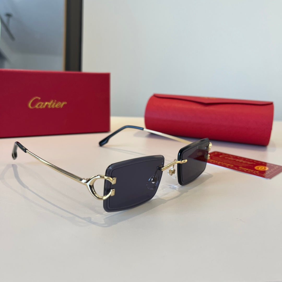 Cartier Lightweight Metal Rimless Red Lens Sunglasses for Men & Women - 867178