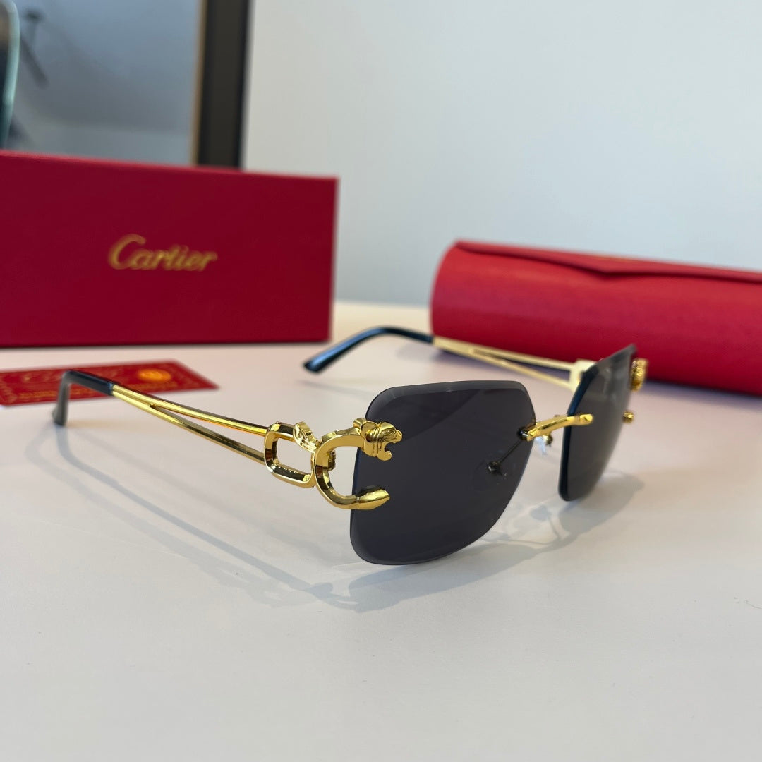 Cartier Lightweight Metal Rimless Red Lens Sunglasses for Men & Women - 449513