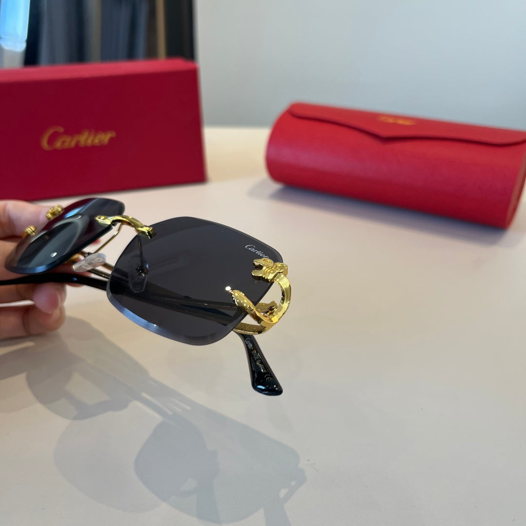 Cartier Lightweight Metal Rimless Red Lens Sunglasses for Men & Women - 998258 - detail image 6
