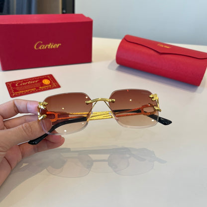 Cartier Lightweight Metal Rimless Red Lens Sunglasses for Men & Women - 867180 - detail image 7