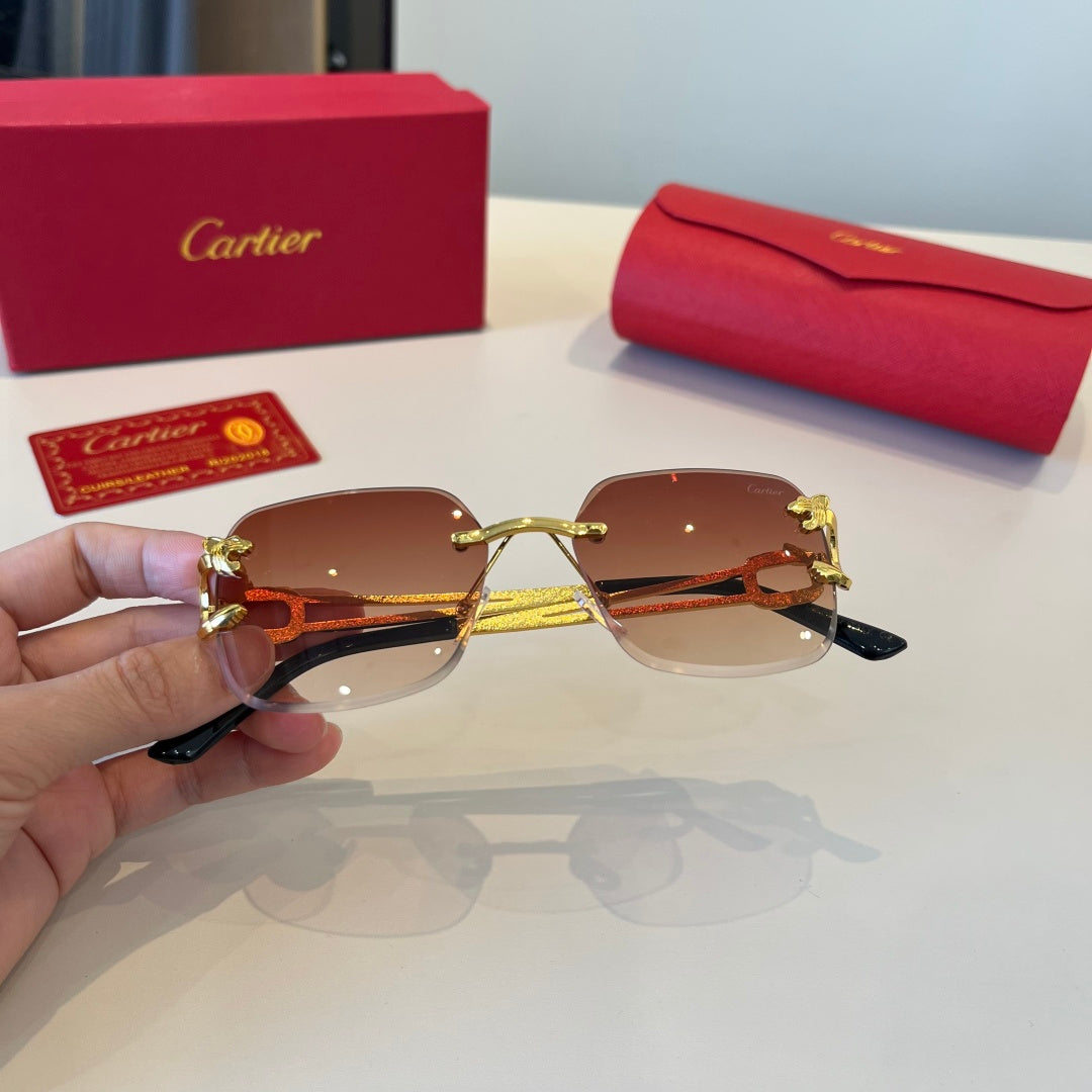 Cartier Lightweight Metal Rimless Red Lens Sunglasses for Men & Women - 998259 - detail image 7