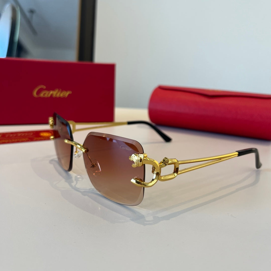 Cartier Lightweight Metal Rimless Red Lens Sunglasses for Men & Women - 398991 - detail image 3