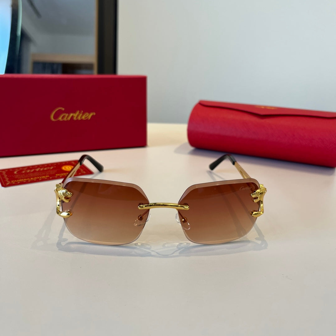 Cartier Lightweight Metal Rimless Red Lens Sunglasses for Men & Women - 449514 - detail image 2