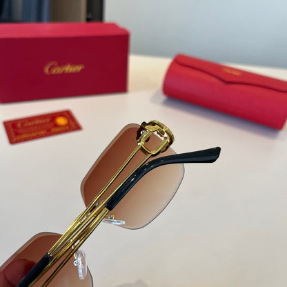 Cartier Lightweight Metal Rimless Red Lens Sunglasses for Men & Women - 867180 - detail image 5