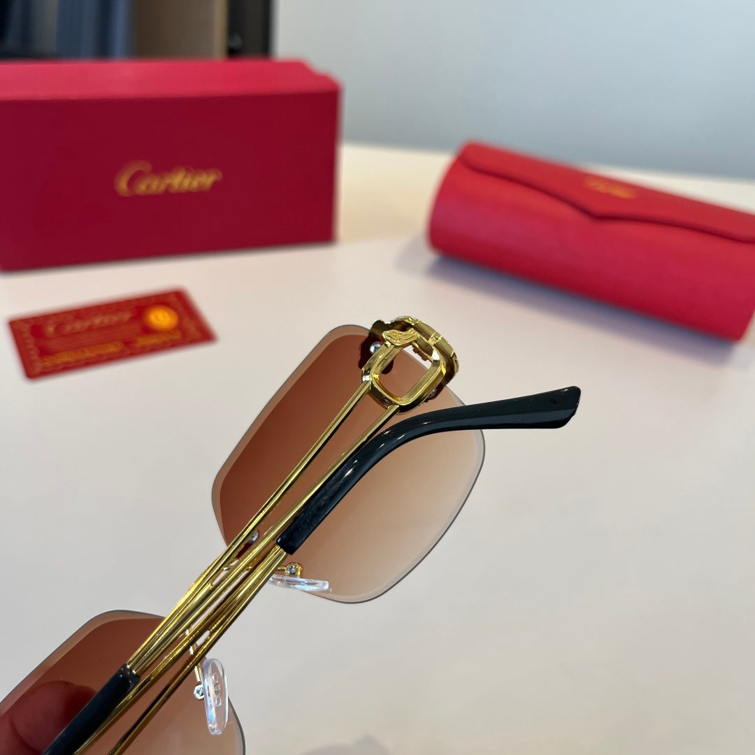 Cartier Lightweight Metal Rimless Red Lens Sunglasses for Men & Women - 398991 - detail image 5