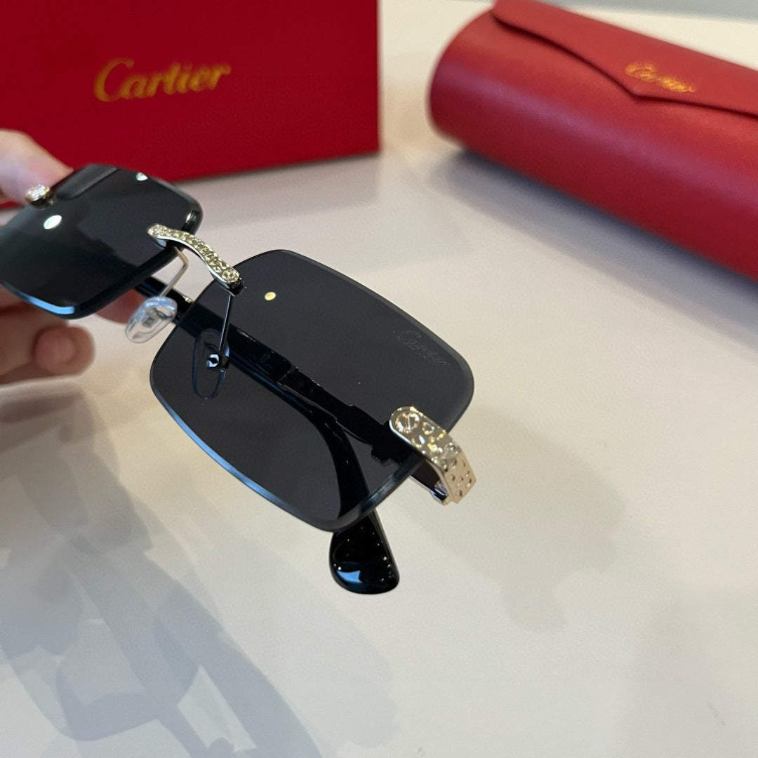Cartier Lightweight Metal Rimless Silver Lens Sunglasses for Men & Wo - 998272 - detail image 7