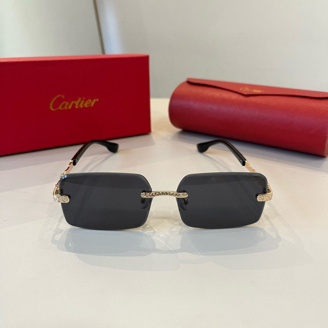 Cartier Lightweight Metal Rimless Silver Lens Sunglasses for Men & Wo - 998272 - detail image 2