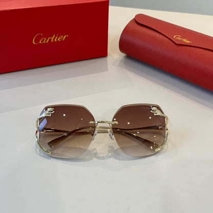 Cartier Lightweight Metal Rimless Brown Lens Sunglasses for Men & Wom - 487301 - detail image 8
