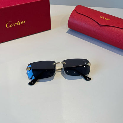 Cartier Lightweight Metal Rimless Silver Lens Sunglasses for Men & Wo - 998274 - detail image 6