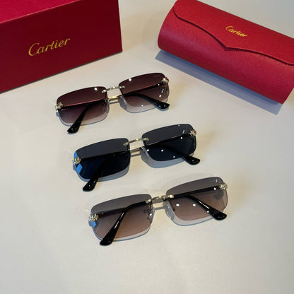 Cartier Lightweight Metal Rimless Brown Lens Sunglasses for Men & Wom - 998275 - detail image 8
