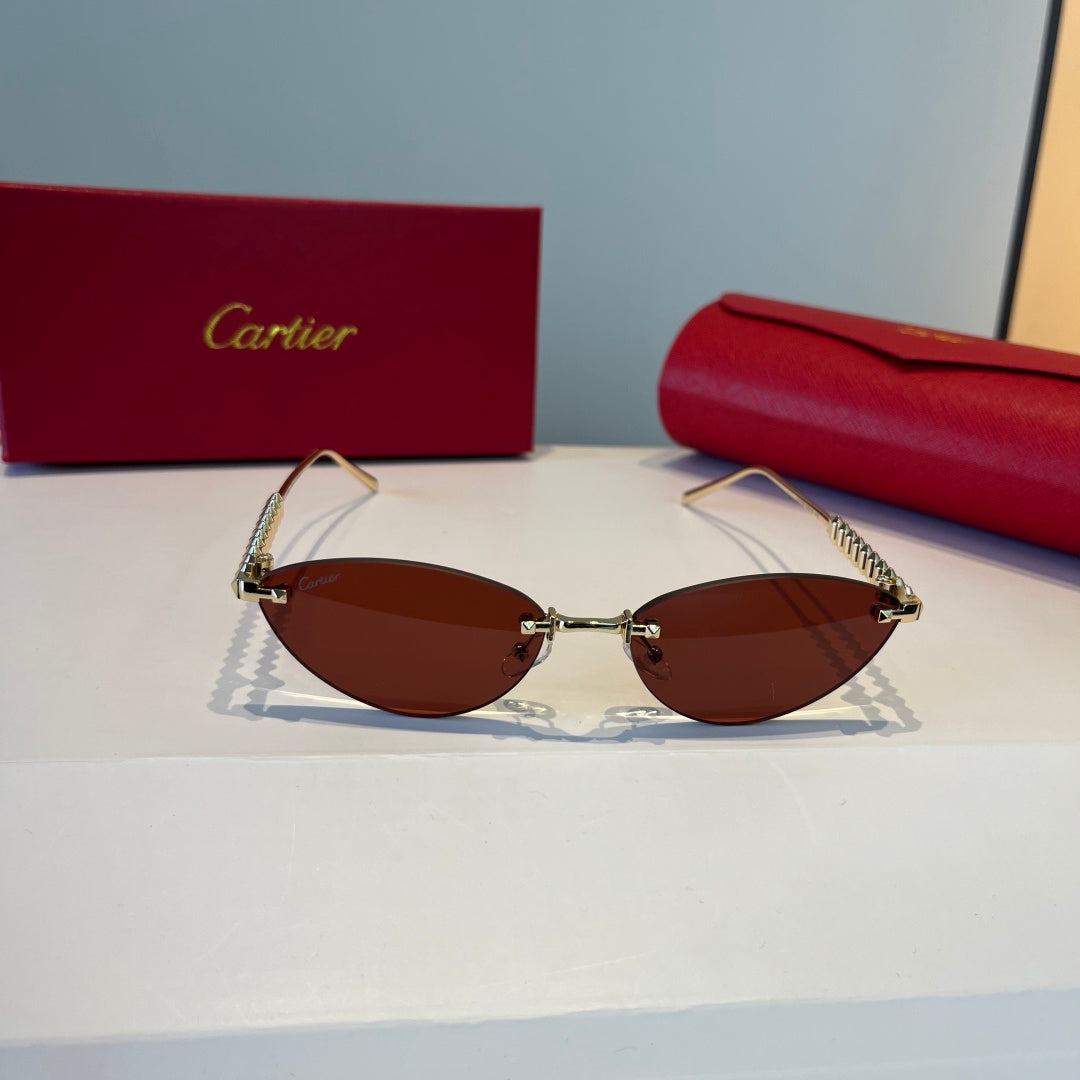 Cartier Lightweight Metal Rimless Red Lens Sunglasses for Men & Women - 867184 - detail image 2