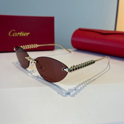 Cartier Lightweight Metal Rimless Red Lens Sunglasses for Men & Women - 998263 - detail image 3