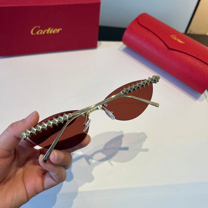 Cartier Lightweight Metal Rimless Red Lens Sunglasses for Men & Women - 998263 - detail image 5