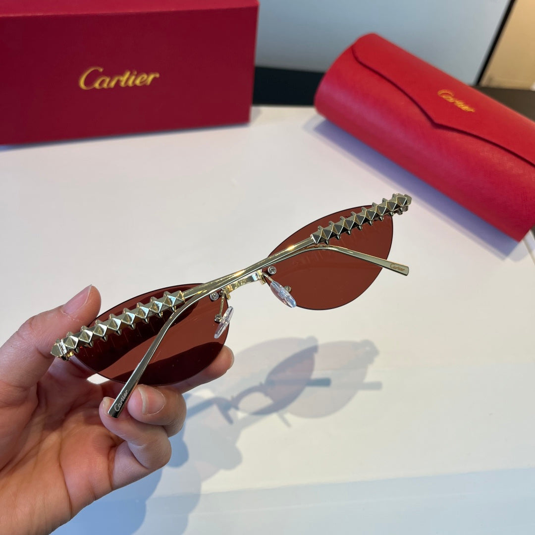 Cartier Lightweight Metal Rimless Red Lens Sunglasses for Men & Women - 867184 - detail image 5