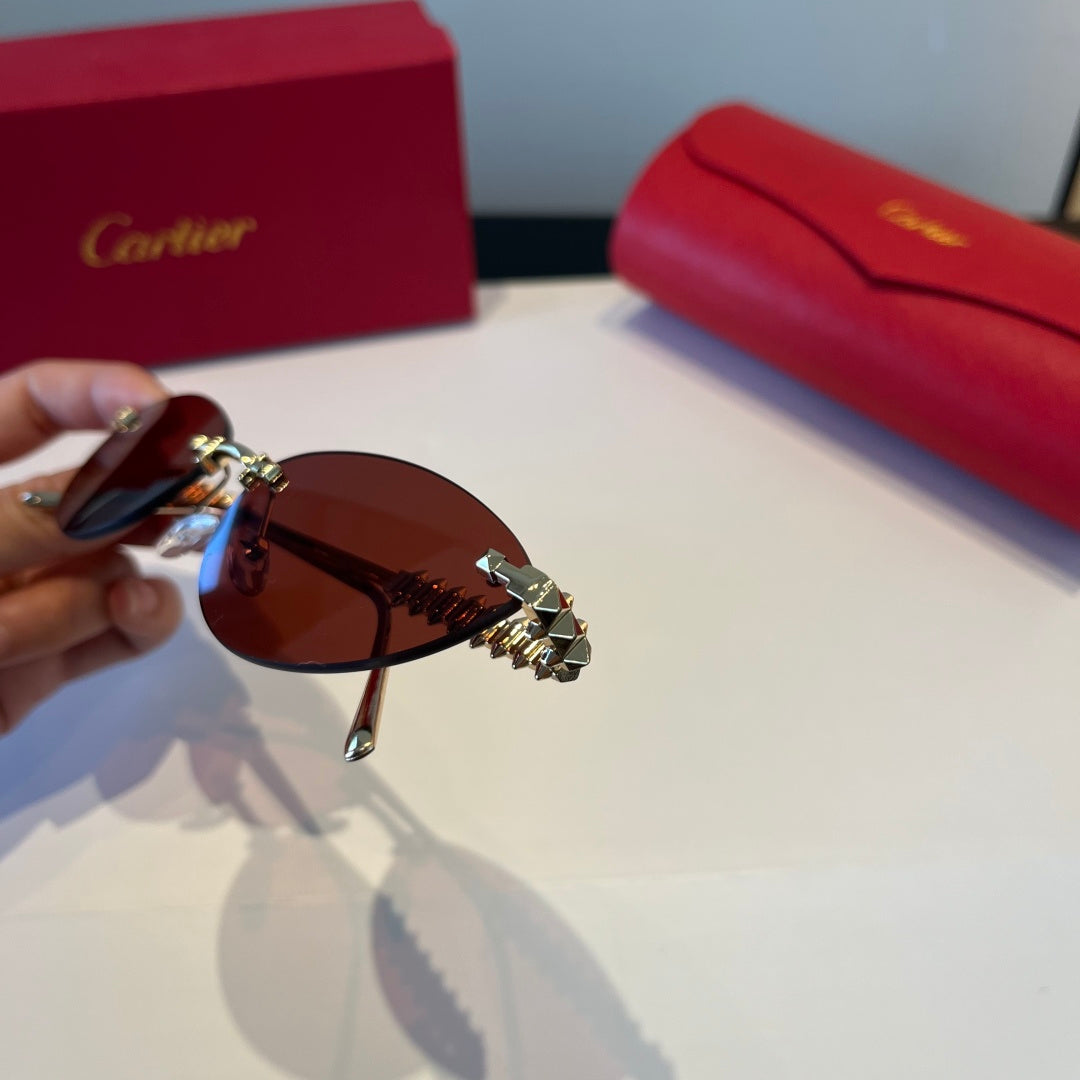 Cartier Lightweight Metal Rimless Red Lens Sunglasses for Men & Women - 998263 - detail image 4
