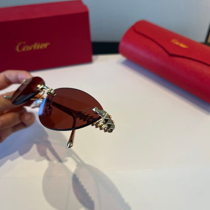 Cartier Lightweight Metal Rimless Red Lens Sunglasses for Men & Women - 867184 - detail image 4