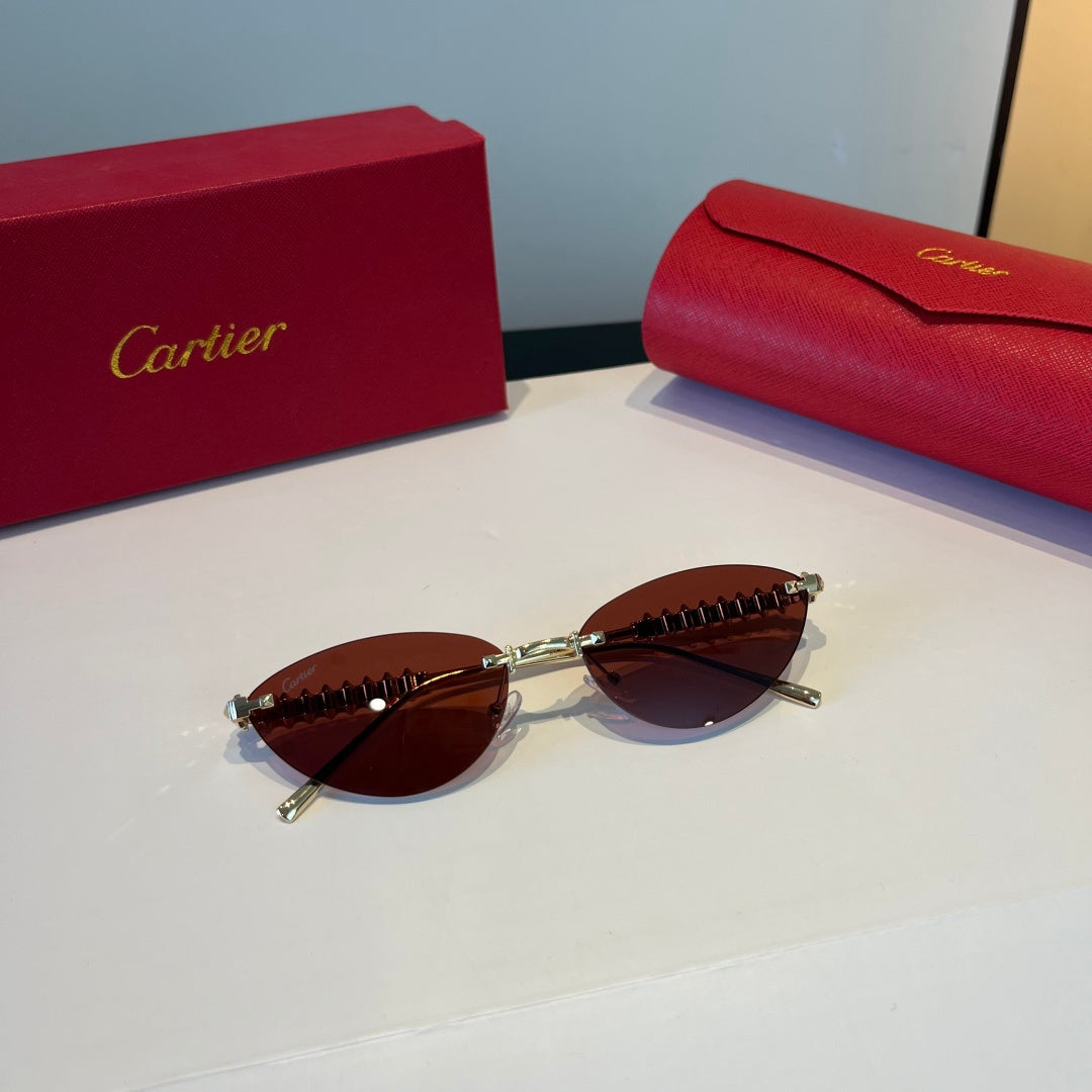 Cartier Lightweight Metal Rimless Red Lens Sunglasses for Men & Women - 998263 - detail image 6