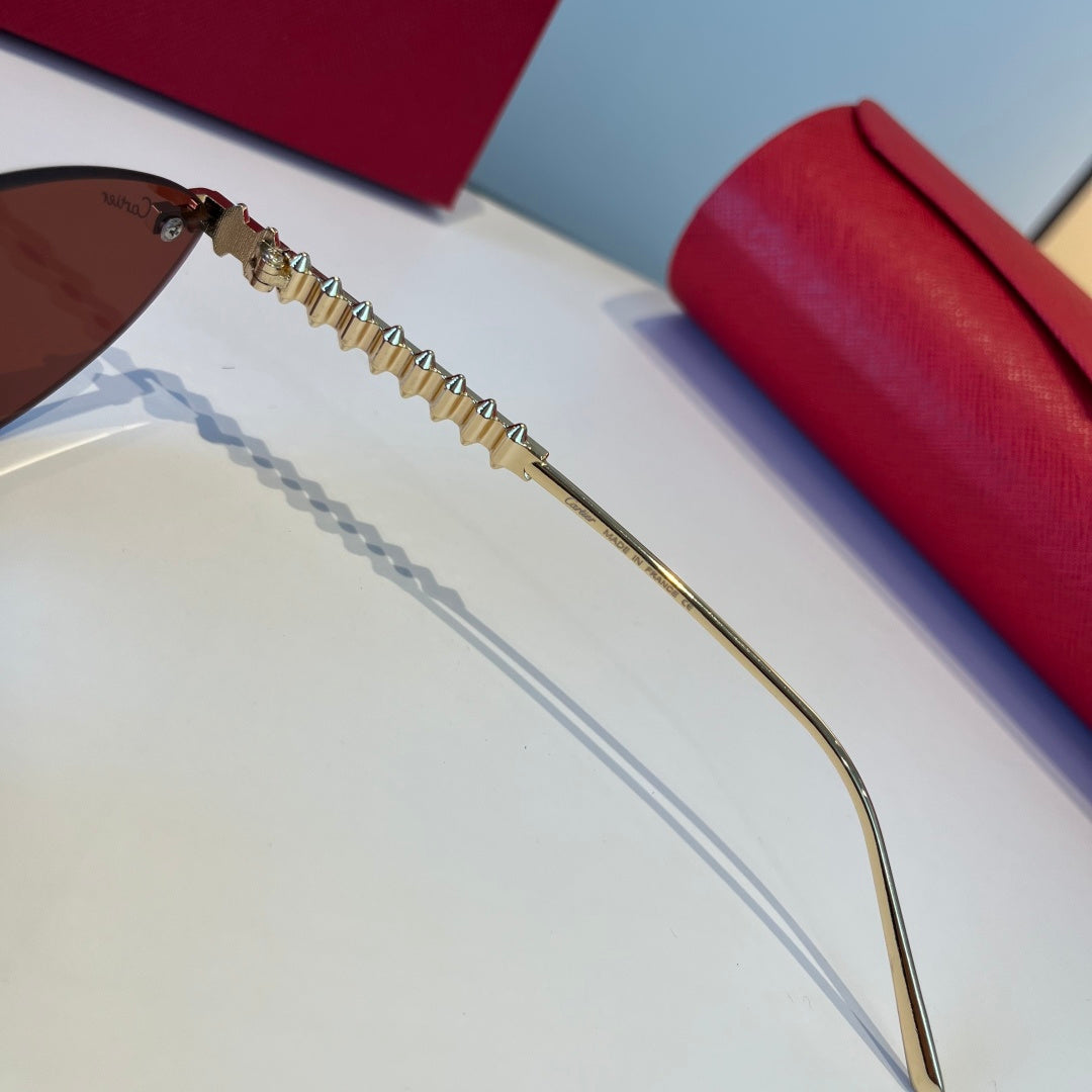 Cartier Lightweight Metal Rimless Red Lens Sunglasses for Men & Women - 867184 - detail image 8