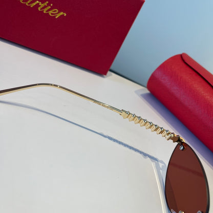 Cartier Lightweight Metal Rimless Red Lens Sunglasses for Men & Women - 998263 - detail image 9