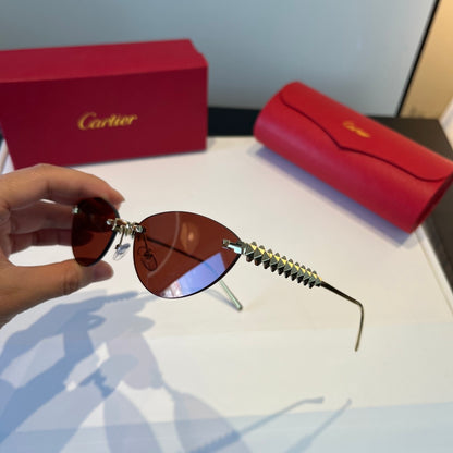 Cartier Lightweight Metal Rimless Red Lens Sunglasses for Men & Women - 867184 - detail image 7